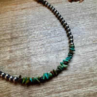 Sterling Silver Pearl & Turquoise Necklace – 16" + Extender