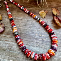 BE BOLD - 22-Inch Spiny Oyster & Wampum Statement Necklace with Sterling Silver Pearls