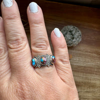 Band Ring - Size 7 - Pink Dahlia & sterling silver