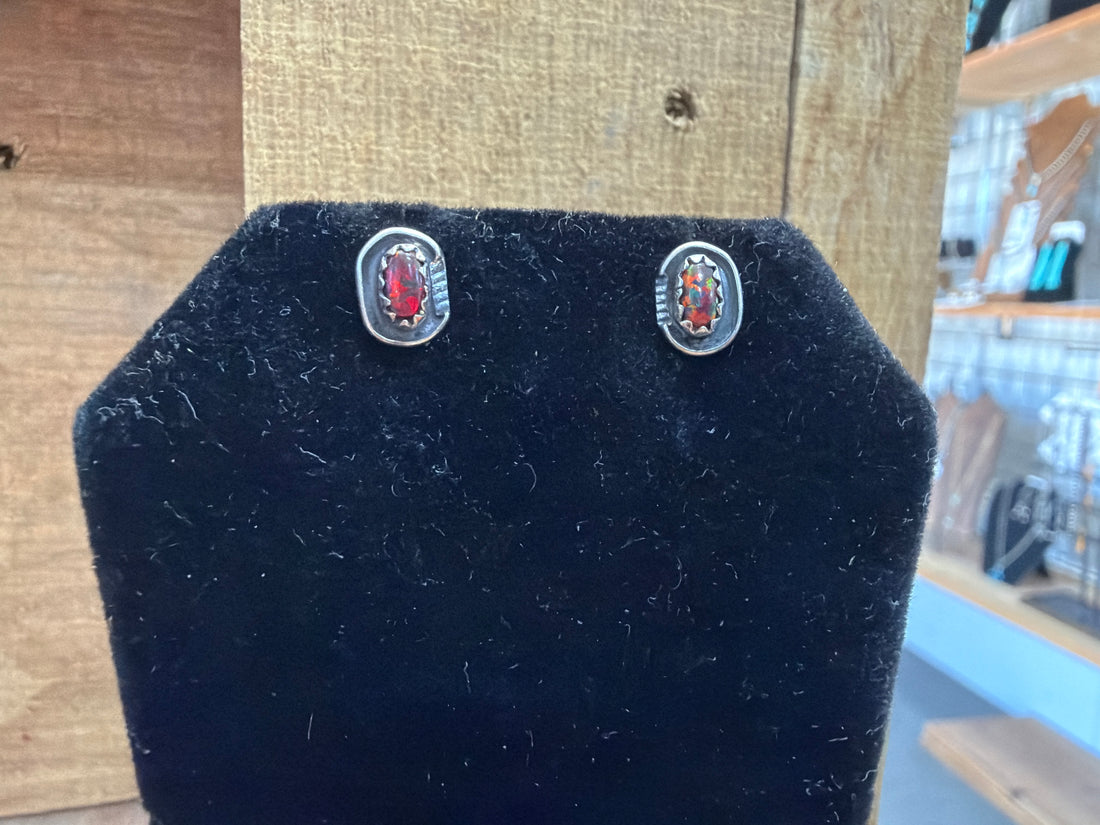 Red Opal Studs