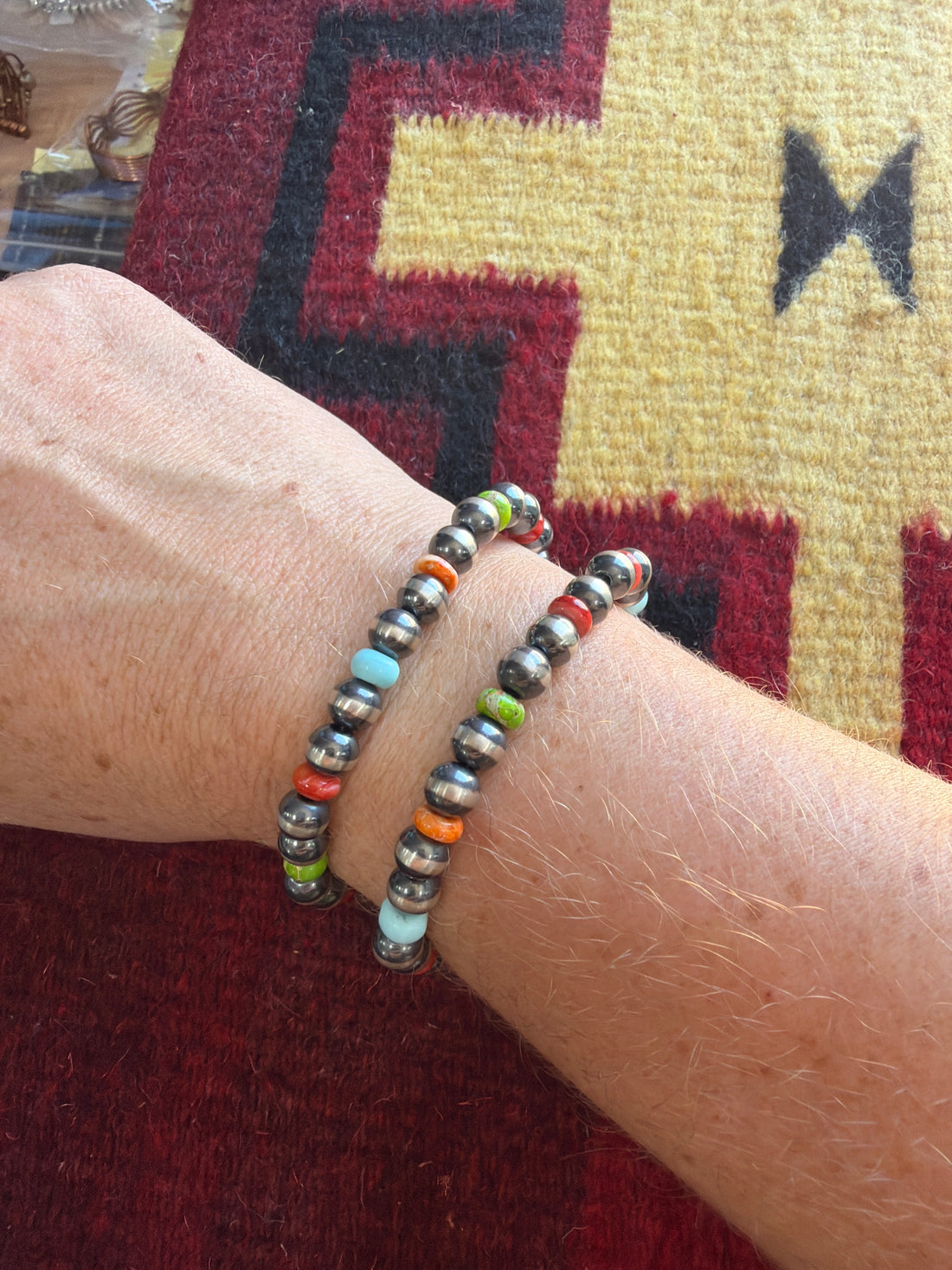 7mm Multi Stone Stretchy Pearl Bracelet