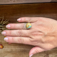 Small Ring - Size 8 1/2 - Ribbon Turquoise & Sterling Silver