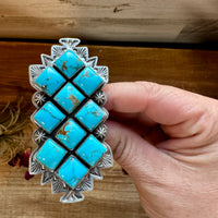 Big Ring - adjustable - kingman turquoise ring and sterling silver