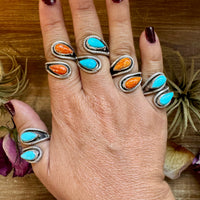 Turquoise or Spiny Oyster Ring – Sterling Silver – Native Made Stamp Z – Multiple Sizes – USA
