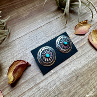 Concho Earrings – Kingman Turquoise & Sterling Silver