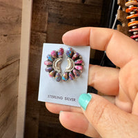 Half Cluster Earrings – Pink Dahlia & Sterling Silver