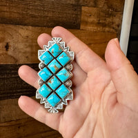 Big Ring - adjustable - kingman turquoise ring and sterling silver