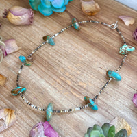 22” Chunky Turquoise & Dark Brown Shell Heishi Necklace