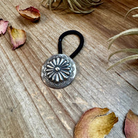 Sterling Silver Hair Tie – Stamped Concho Detail