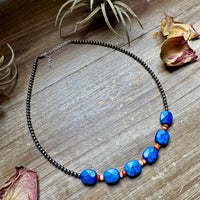 Sterling Silver & Spiny Oyster Choker with Lapis – Summer Necklace