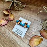 Stud Earrings – Orange Spiny & Turquoise (Stamped Marcella James)