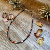 18-Inch Sterling Silver Pearl Necklace with Spiny Oyster (5mm)
