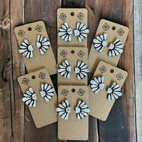 White Concho Stud Earrings
