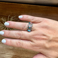 Band Ring - Size 7 - Pink Dahlia & sterling silver