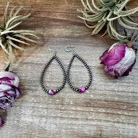 Dyed Pink Turquoise & Sterling Silver Pearl Teardrop Earrings – 3"