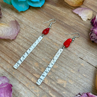 Dyed Coral Earrings – Silver Plated Hook & Dangle