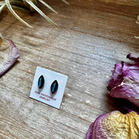 Mini Inlay Earrings – Kingman Turquoise – Sterling Silver – Zuni Made