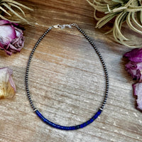Lapis & Sterling Silver Pearl Choker