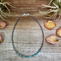 Blue-Green Turquoise Heishi Choker – 14"