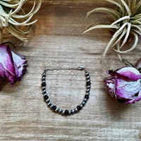 Black Onyx & Sterling Silver Pearl Bracelet – 5mm