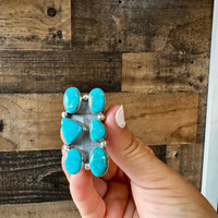 Long Ring- 6- Kingman turquoise ring and sterling silver