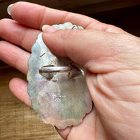 Kingman Turquoise Cluster Ring – Navajo Handmade by Jaz Wilson, Size 7.5