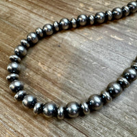 54 inch Necklace - 10 mm & 10 mm saucer Sterling Silver Pearls