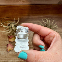 White Buffalo Turquoise Ring – 8-Stone Adjustable Long Statement Ring