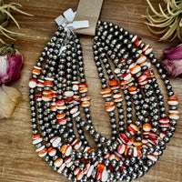 Spiny Oyster &amp; Sterling Silver Pearl Necklace – 8mm – Handmade by The Bijoux FAB – 17.5"