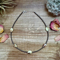 5 Magnesite Lemon Turquoise Choker And Sterling Silver Pearls