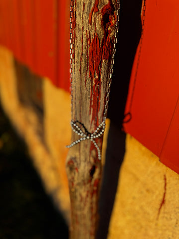 Sterling Pearl Bow Necklace