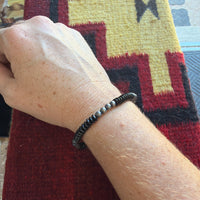 5mm Silver and Onyx Stretchy Bracelet