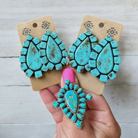 Big Turquoise Clay Earrings
