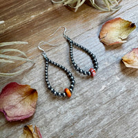 Teardrop Earrings – Sterling Silver with Spiny Oyster Center