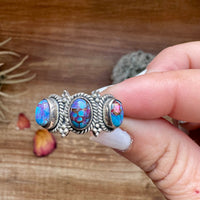 Band Ring - Size 8 12 - Purple Dahlia & sterling silver