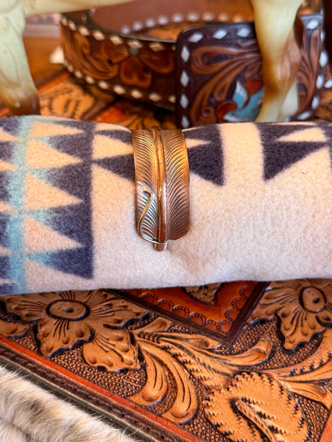 Aaron Davis Copper Feather Bracelet