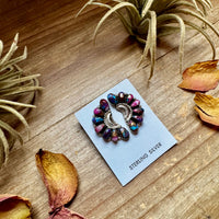 Half Cluster Earrings – Pink Dahlia & Sterling Silver