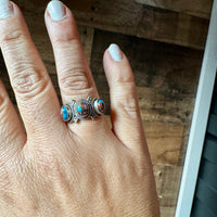 Band Ring - Size 7 - Pink Dahlia & sterling silver