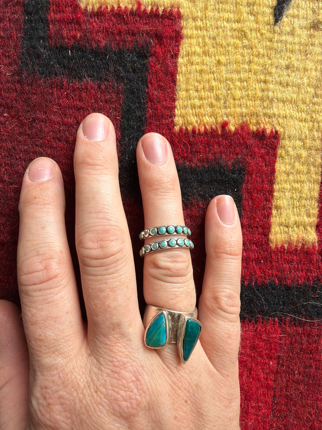 Turquoise Dot Silver Band
