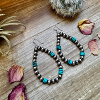 Real turquoise dangle earrings & 6 mm Sterling silver pearls