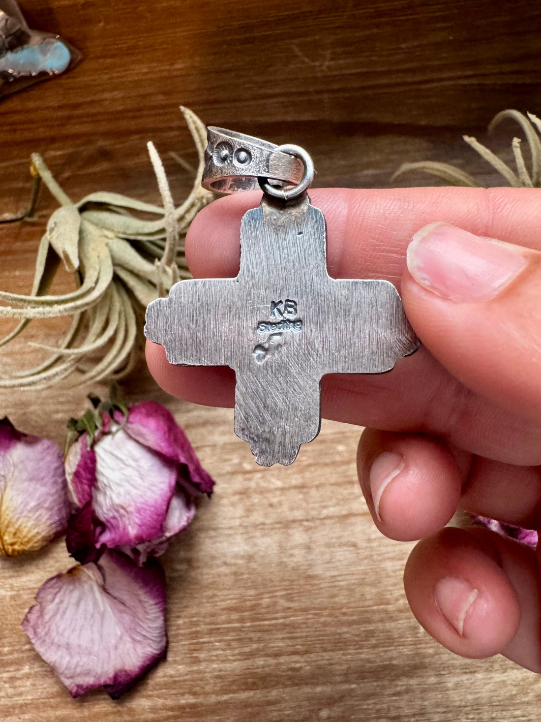 Zia Symbol Pendant with Golden Hill Turquoise – Sterling Silver – Native Made by KB