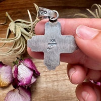 Zia Symbol Pendant with Golden Hill Turquoise – Sterling Silver – Native Made by KB