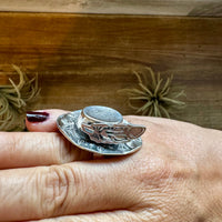 Adjustable Cowboy Hat Ring – Kingman Turquoise – Sterling Silver – Navajo Handmade by Robby Manuelito – USA