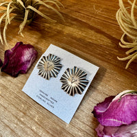 Square Cross Stud Earrings with Longhorn Skull – Sterling Silver
