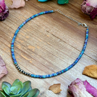 Sterling Silver Pearls choker and Purple Dolomite Heishi