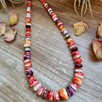 BE BOLD - 22-Inch Spiny Oyster & Wampum Statement Necklace with Sterling Silver Pearls
