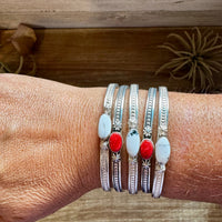 White Buffalo or Red Spiny Cuff Bracelet – Sterling Silver