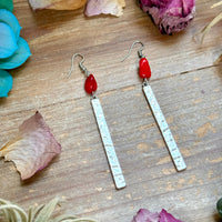 Dyed Coral Earrings – Silver Plated Hook & Dangle