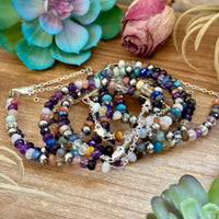 6.25” Mixed Gemstone Bracelet – 6mm Sterling Silver Pearls