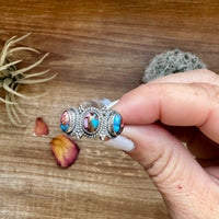 Band Ring - Size 7 - Pink Dahlia & sterling silver